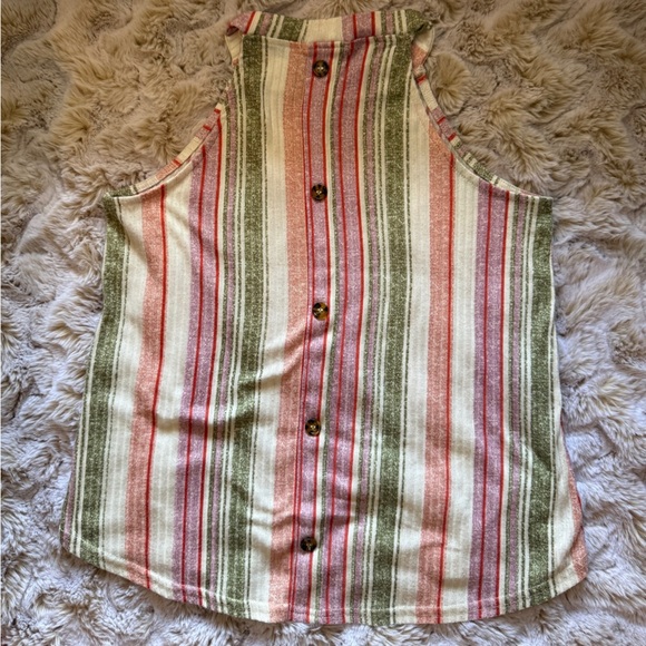 All in Love Striped Sleeveless Top - Green, Red, and Cream SIZE S - Picture 4 of 8